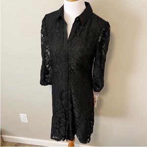 NANETTE LEPORE Black Lace Shirt Dress Size 8